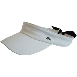 J. Adams White Marlin Logo Kids Sun Visor Hat Size 5/6 Elastic Back Tie Detail